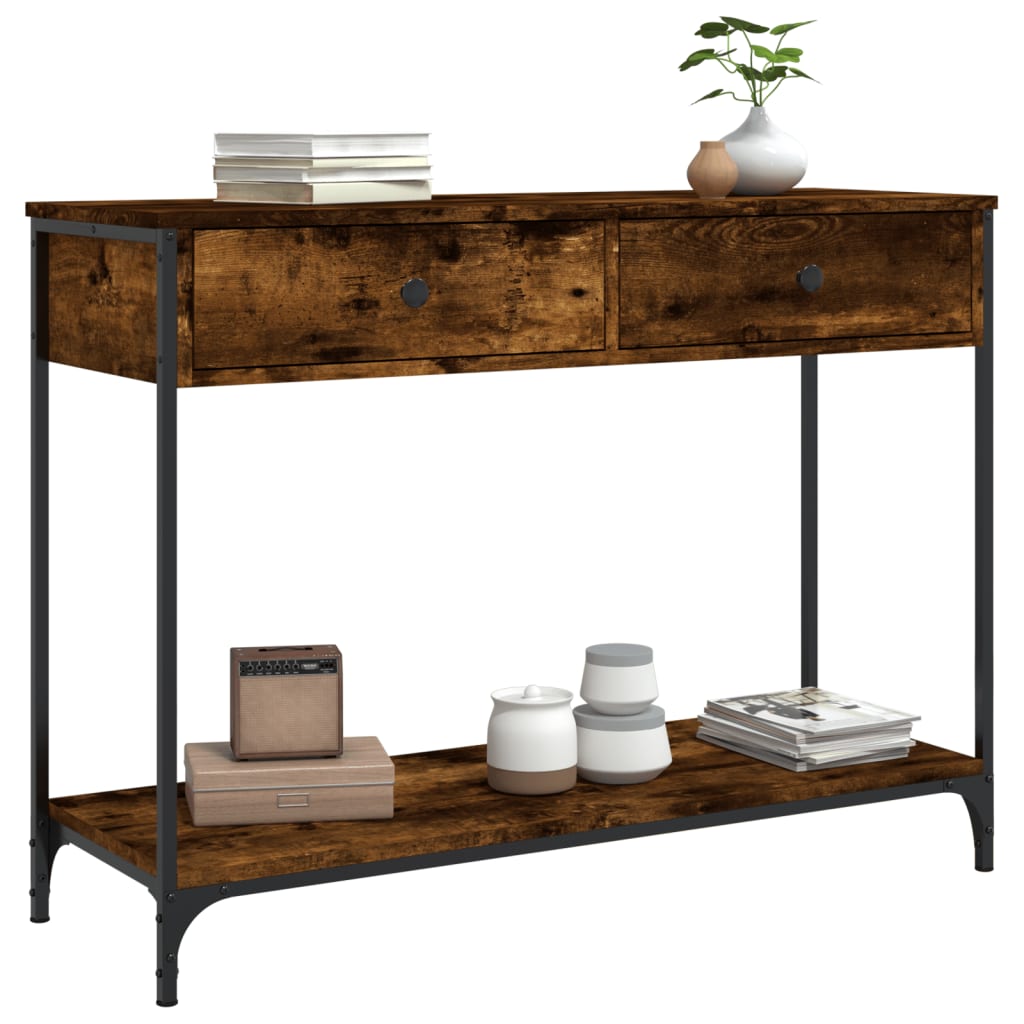 Vidaxl wandtafel 100x34,5x75 cm bewerkt hout gerookt eikenkleurig