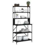 Vidaxl Bakkersrek 6-layer 90x40x180 cm verarbeitetes Holzschwarz