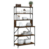 VIDAXL BAKKERSREK 6-LAYER 90X40X180 CM PRISHED HOLKEL Räucher Eiche Farbe