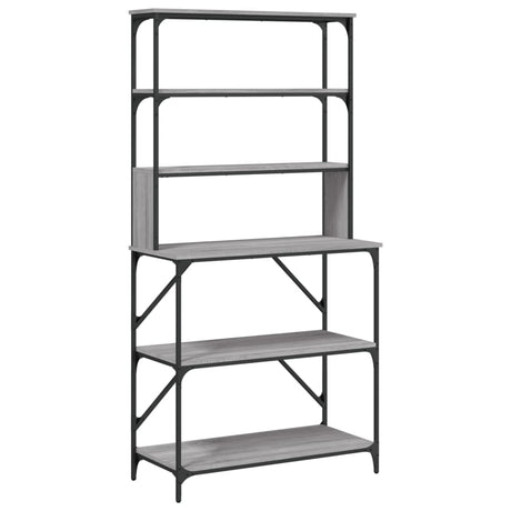 Vidaxl Bakkersrek 6-layer 90x40x180 cm verarbeiteter Holzgrau Sonoma Eiche