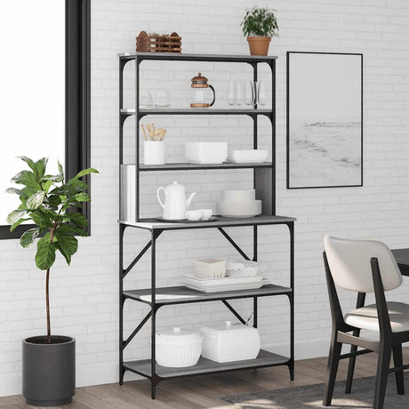 Vidaxl Bakkersrek 6-layer 90x40x180 cm verarbeiteter Holzgrau Sonoma Eiche