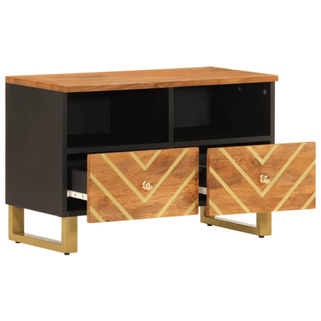 Vidaxl tv-meubel 70x33,5x46 cm massief mangohout bruin en zwart