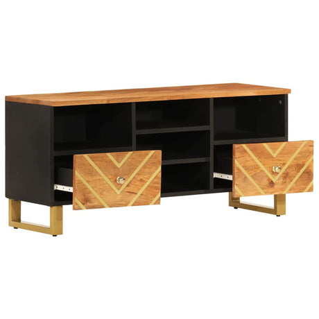 Vidaxl tv-meubel 100x33,5x46 cm massief mangohout bruin en zwart