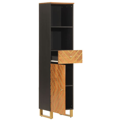 Vidaxl badkamerkast 38x33,5x160 cm massief mangohout bruin en zwart