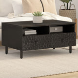 Vidaxl salontafel 80x54x40 cm massief mangohout zwart