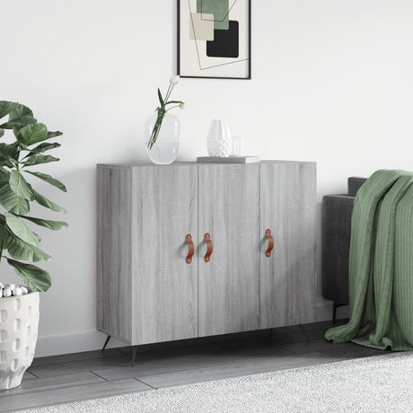 Vidaxl dressoir 90x34x80 cm bewerkt hout grijs sonoma eikenkleurig
