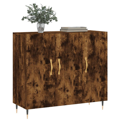 Vidaxl dressoir 90x34x80 cm bewerkt hout gerookt eikenkleurig
