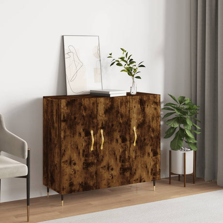 Vidaxl dressoir 90x34x80 cm bewerkt hout gerookt eikenkleurig