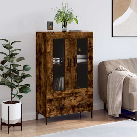 Vidaxl hoge kast 69,5x31x115 cm bewerkt hout gerookt eikenkleurig