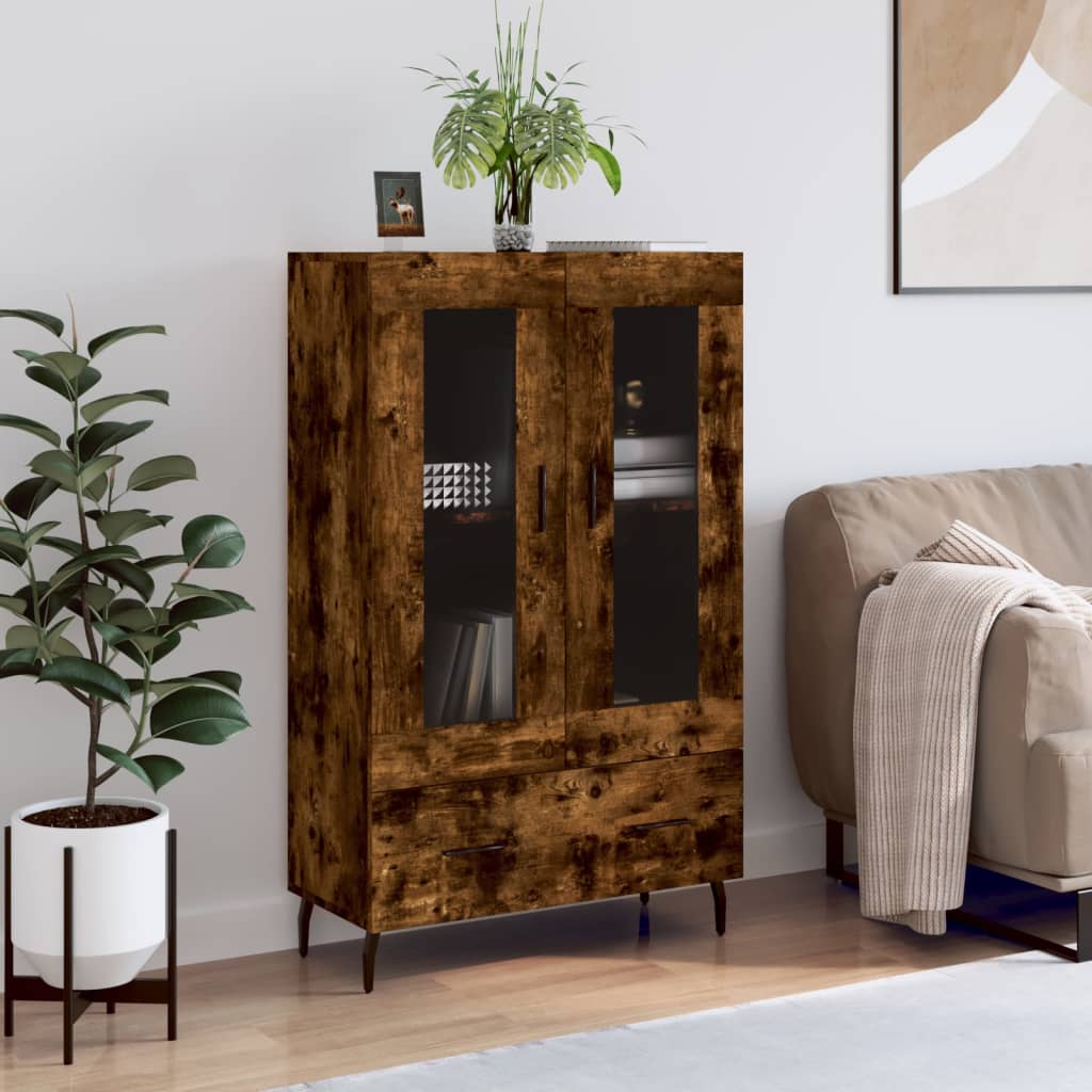 Vidaxl hoge kast 69,5x31x115 cm bewerkt hout gerookt eikenkleurig