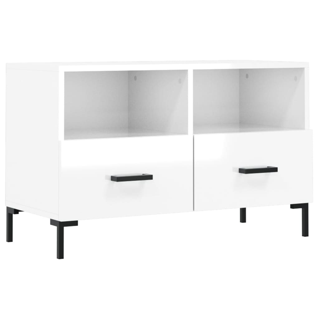 Vidaxl tv-meubel 80x36x50 cm bewerkt hout hoogglans wit
