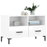 Vidaxl tv-meubel 80x36x50 cm bewerkt hout hoogglans wit
