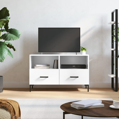 Vidaxl tv-meubel 80x36x50 cm bewerkt hout hoogglans wit