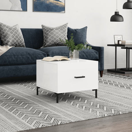 Vidaxl salontafel 50x50x40 cm bewerkt hout hoogglans wit