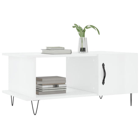 Vidaxl salontafel 90x50x40 cm bewerkt hout hoogglans wit