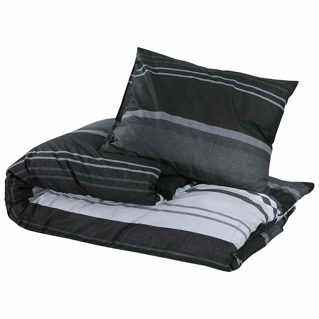 VidaXL Bettbezug-Set 135 x 200 cm, Baumwolle, Schwarz und Weiß