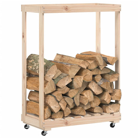 Vidaxxl Holzhalter mit Rädern 76,5x40x108 cm massives Kiefernholz