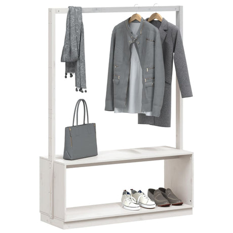 Vidaxl Clothing Rack Schuhschrank 113x40x157,5 cm Festkiefern weiß weiß