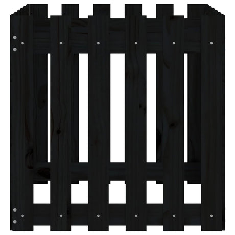 Vidaxx Pflanzgefäß mit Zaundesign 60x60x60 cm massives Kiefernholz schwarz