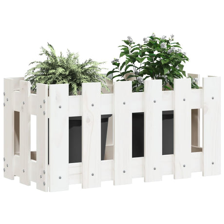 Vidaxx Pflanzgefäß mit Zaundesign 60x30x30 cm massives Kiefernholz weiß