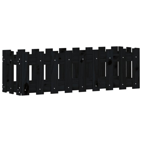 Vidaxx Pflanzgefäß Hochzaun Design 100x30x30 cm Kiefernholz schwarz