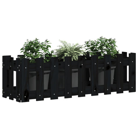 Vidaxx Pflanzgefäß Hochzaun Design 100x30x30 cm Kiefernholz schwarz