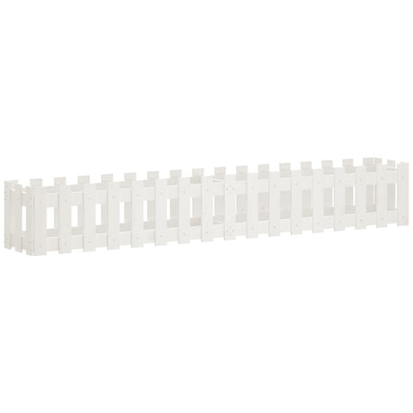 Vidaxxl Pflanzgefäß Hochzaun Design 200x30x30 cm Kiefernholz weiß