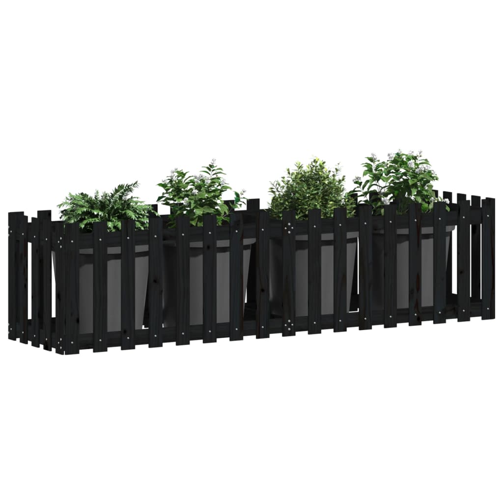 Vidaxx Pflanzgefäß Hochzaun Design 200x50x50 cm Kiefernholz schwarz