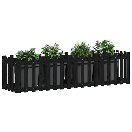 Vidaxx Pflanzgefäß Hochzaun Design 200x50x50 cm Kiefernholz schwarz