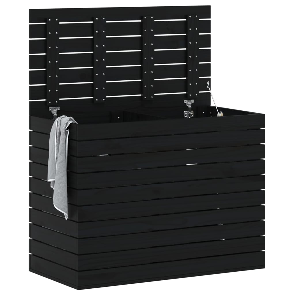 Vidaxx Wäschekorb 88,5x44x66 cm massives Kiefernholz schwarz