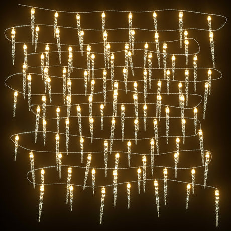 VidaXL Weihnachtsbeleuchtung Eiszapfen mit 100 LEDs 10 m Acryl PVC warmweiß