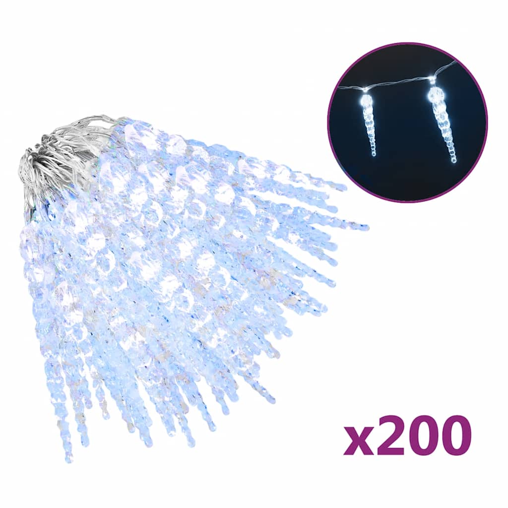 VidaXL Weihnachtsbeleuchtung Eiszapfen 200 kaltweiße LEDs 20 m Acryl PVC