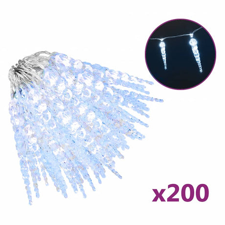 VidaXL Weihnachtsbeleuchtung Eiszapfen 200 kaltweiße LEDs 20 m Acryl PVC