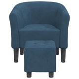Vidaxl kuipstoel met voetenbank fluweel donkerblauw