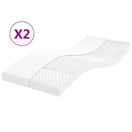 Vidaxl schuimmatrassen 2 st 7 zones hardheid 20 ild 90x190 cm wit