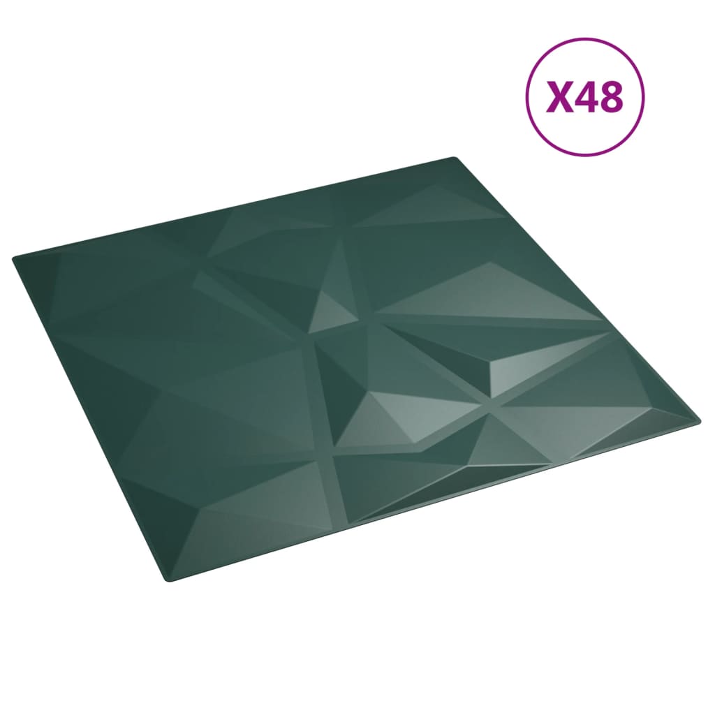 Vidaxx 48 Stück Wandpaneele Diamant 12 m² 50x50 cm XPS grün