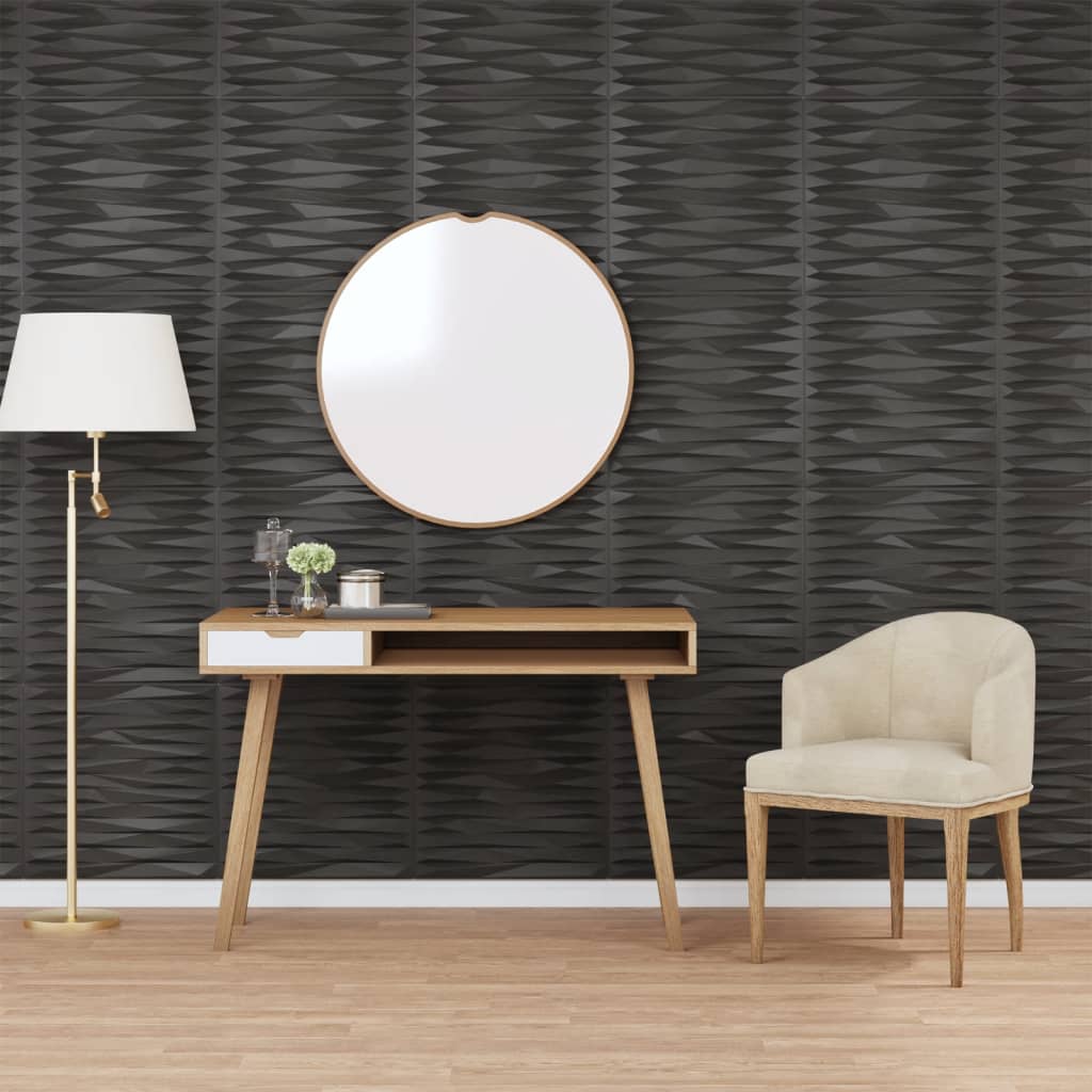 VidaXL 48 Stück Wandpaneele Stein 12 m² 50x50 cm XPS Schwarz