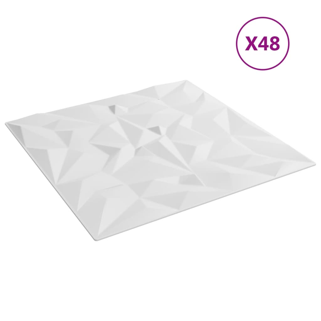 Vidaxx 48 Stück Wandpaneele Amethyst 12 m² 50x50 cm XPS weiß