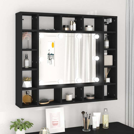 Vidaxl spiegelkast met led-verlichting 91x15x76,5 cm zwart