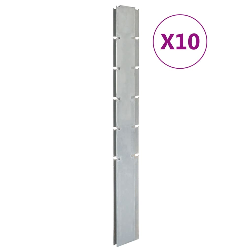 VidaXL Zaunpfosten 10 Stück 160 cm verzinkter Stahl silberfarben