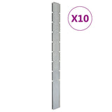 Vidaxl -Zaunpfosten 10 PCs 220 cm verzinkter Stahl Silber gefärbt