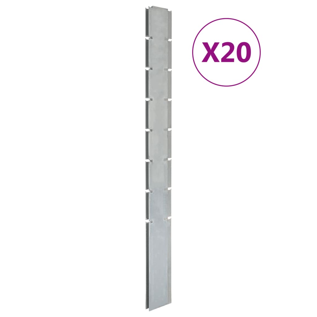VidaXL Zaunpfosten 20 Stk. 200 cm verzinkter Stahl silberfarben