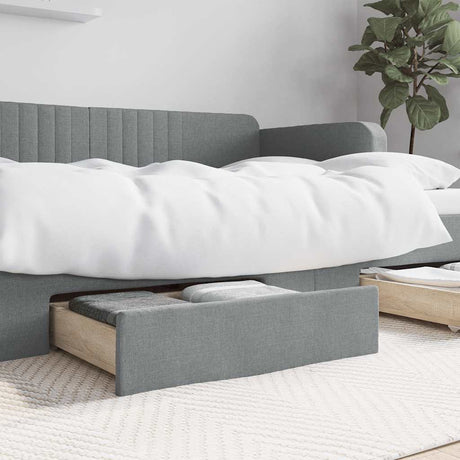 Vidaxl bedlades 2 st bewerkt hout en stof lichtgrijs