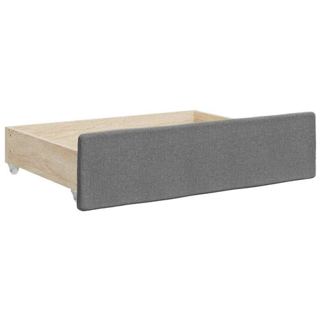 Vidaxl bedlades 2 st bewerkt hout en stof donkergrijs