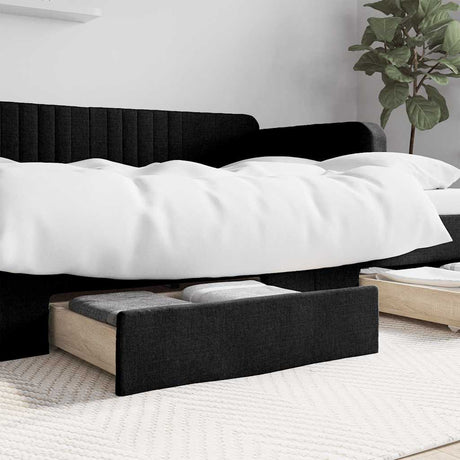 Vidaxl bedlades 2 st bewerkt hout en stof zwart