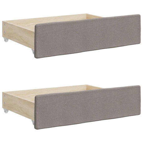 Vidaxl bedlades 2 st bewerkt hout en stof taupe