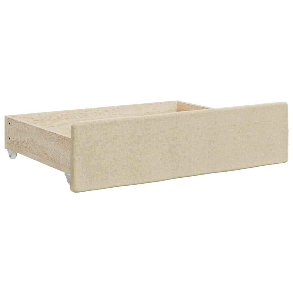 Vidaxl bedlades 2 st bewerkt hout en stof crèmekleurig