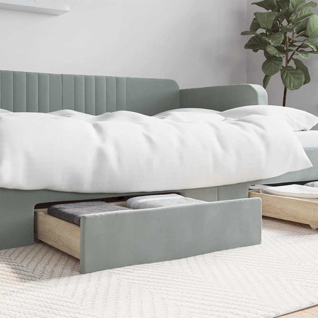 Vidaxl bedlades 2 st bewerkt hout en fluweel lichtgrijs