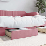 Vidaxl bedlades 2 st bewerkt hout en fluweel roze