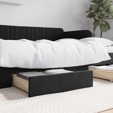 Vidaxl bedlades 2 st bewerkt hout en fluweel zwart